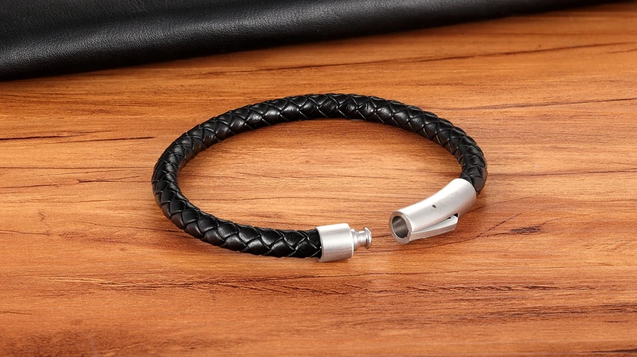 TYO Custom Minimalist Stainless Steel Watch Real Leather Braided Bangle Bracelet for Men's Women Fashion Jewelry Gifts