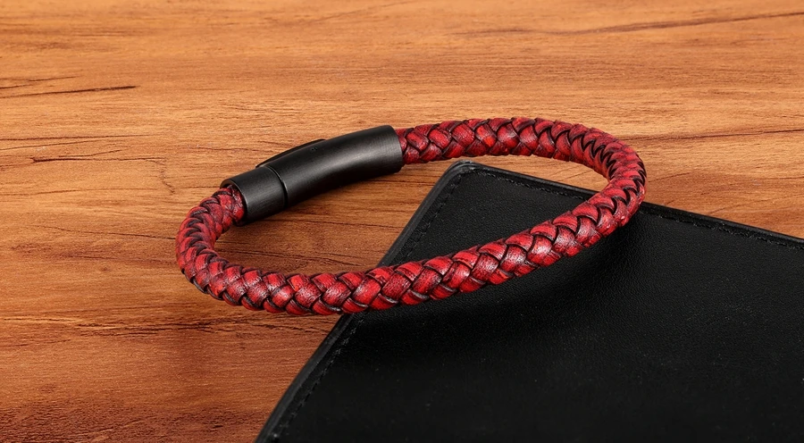TYO Custom Minimalist Stainless Steel Watch Real Leather Braided Bangle Bracelet for Men's Women Fashion Jewelry Gifts