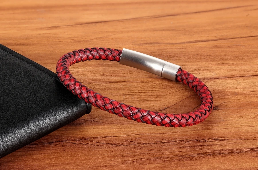 TYO Custom Minimalist Stainless Steel Watch Real Leather Braided Bangle Bracelet for Men's Women Fashion Jewelry Gifts