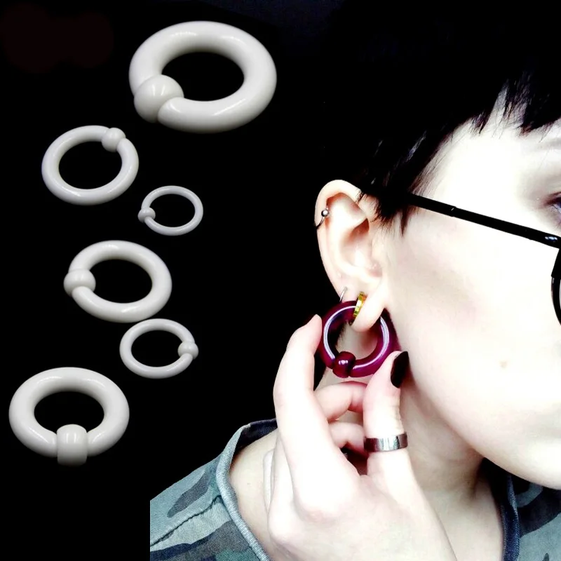 2pcs Acrylic BCR Big Large Size Captive Bead Ring Ear Tunnel Plug Expander Gauges Nose Septum Ring Earring Piercing Body Jewelry