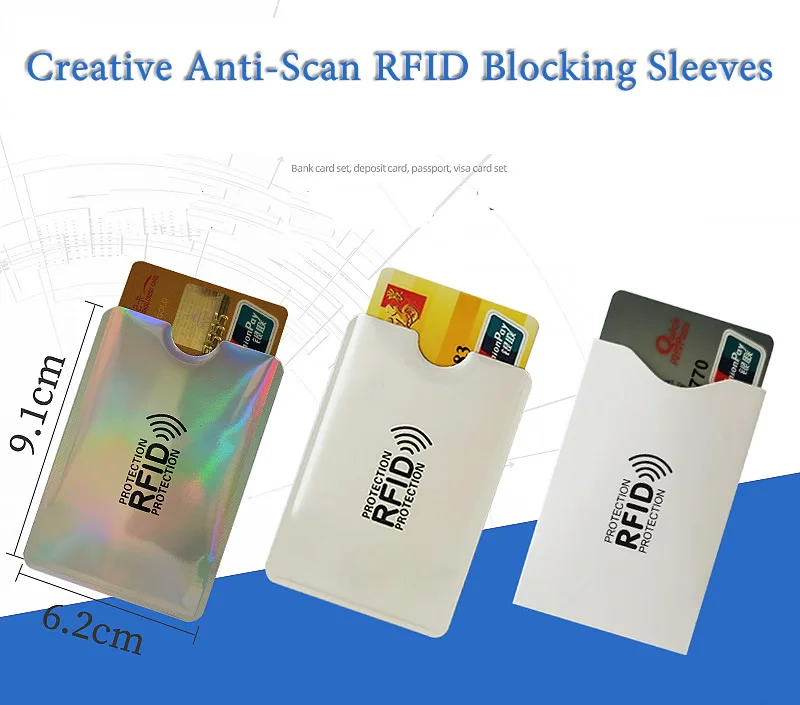 10pcs Anti-Scan Card Sleeve Credit NFC RFID Card Protector Anti-magnetic Aluminum Foil Portable Bank Card Holder