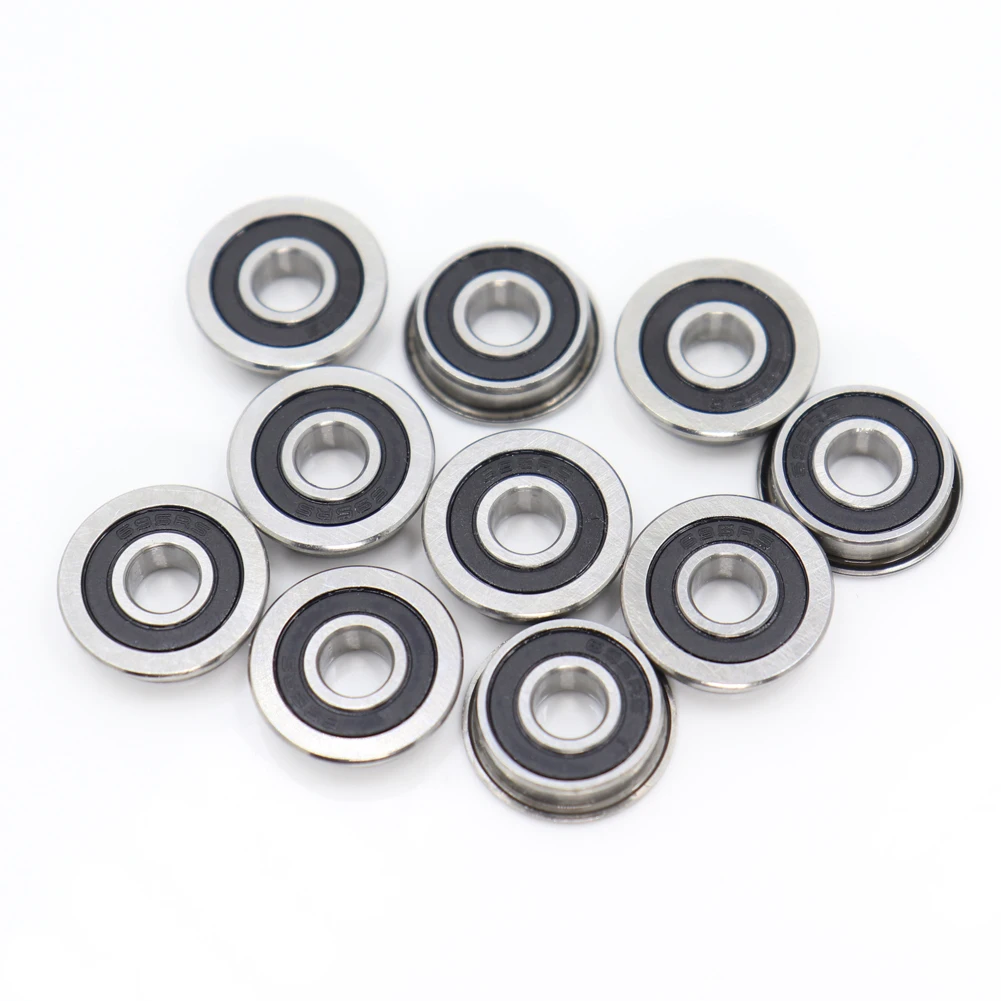 FUSHI F695 2RS Bearing 5*13*4 mm 10Pcs ABEC-7 Flanged Miniature F695 RS Ball Bearings F695RS For VORON Mobius 2/3 2/4 3D Printer