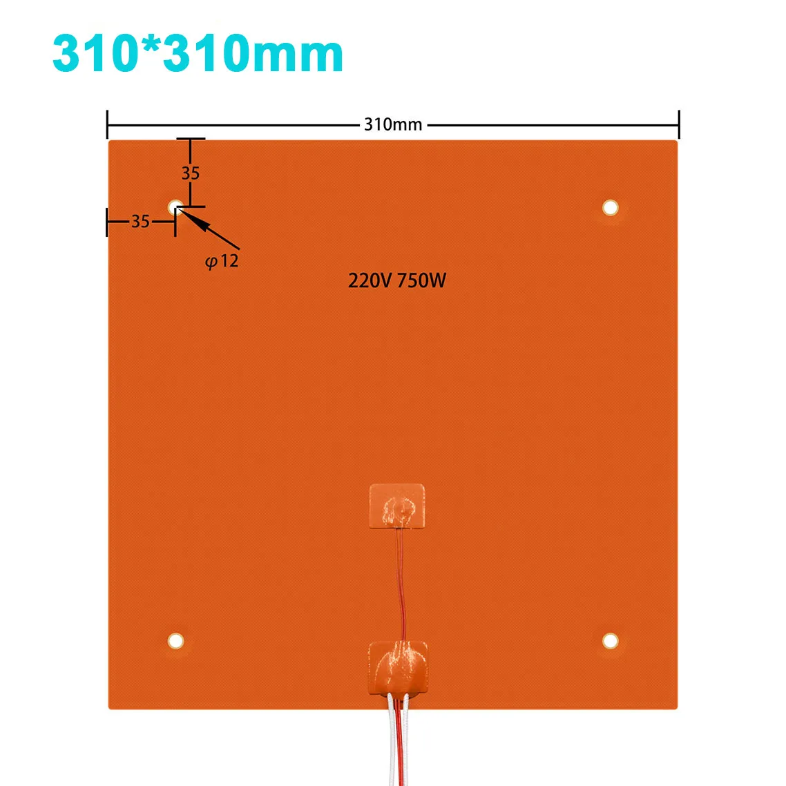 Silicone Heated Bed Heating Pad Waterproof 220/300/310/235/400MM 24V/220V for 3D Printer Ender3 CR10 Parts Hot Bed