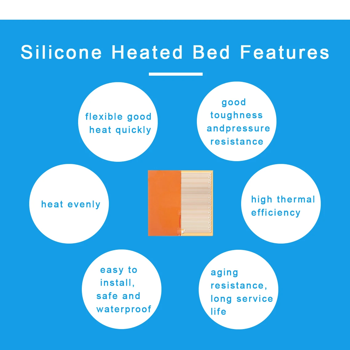 Silicone Heated Bed Heating Pad Waterproof 220/300/310/235/400MM 24V/220V for 3D Printer Ender3 CR10 Parts Hot Bed
