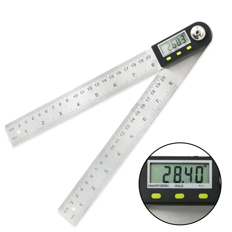 SHANHR 200mm/300 mm Digital Meter Angle Inclinometer Angle Digital Ruler Electron Goniometer Protractor Angle Finder