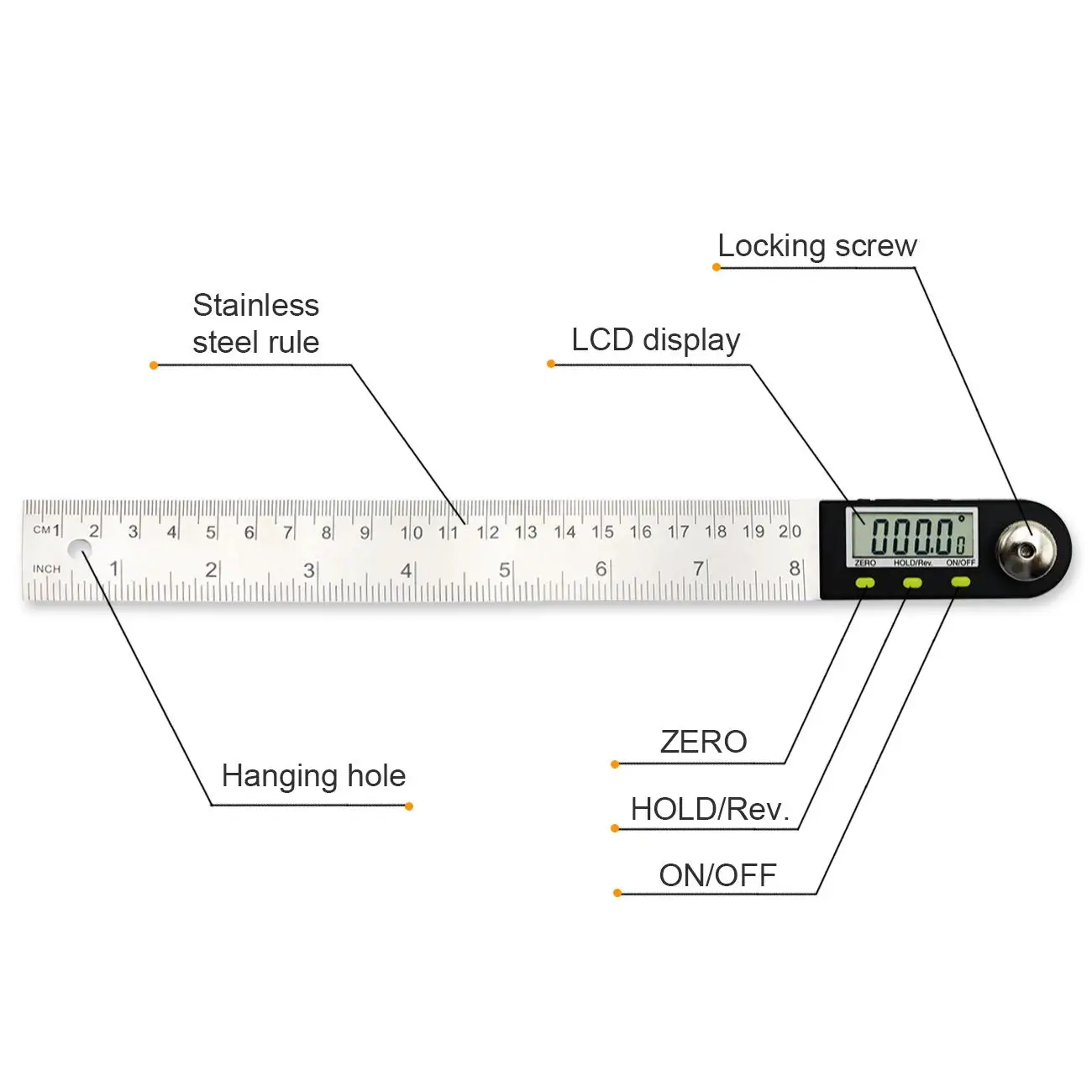 SHANHR 200mm/300 mm Digital Meter Angle Inclinometer Angle Digital Ruler Electron Goniometer Protractor Angle Finder