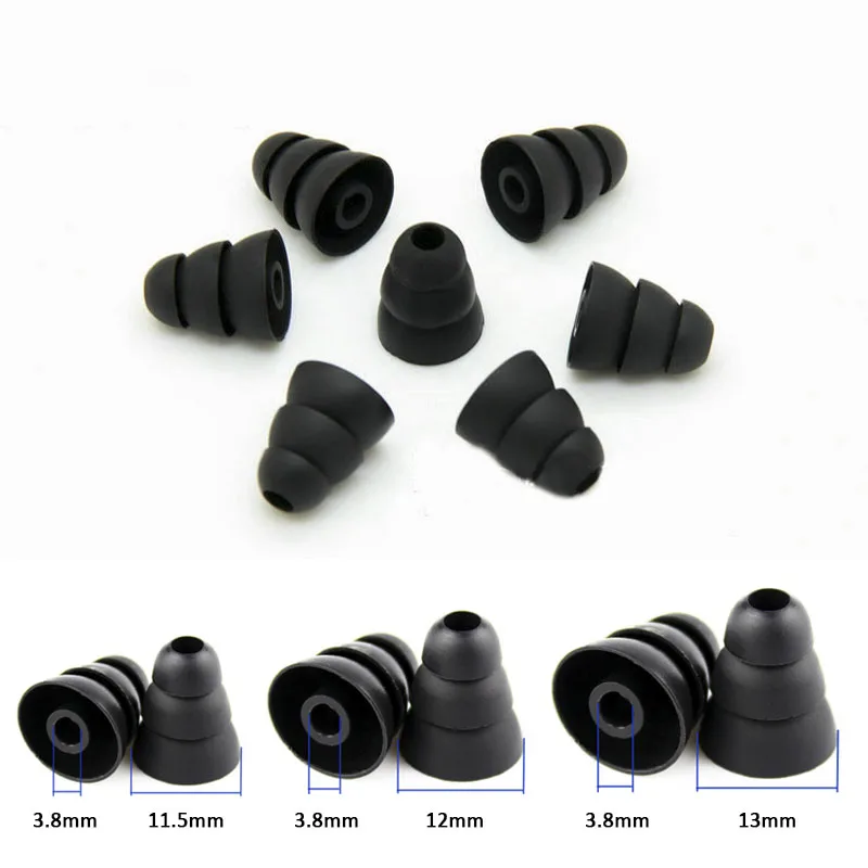 12pcs Silicone In-Ear Earphone Covers Cap Replacement Earbud Bud Tips Earbuds Headphone Ear Tip Three Layer Ear tips