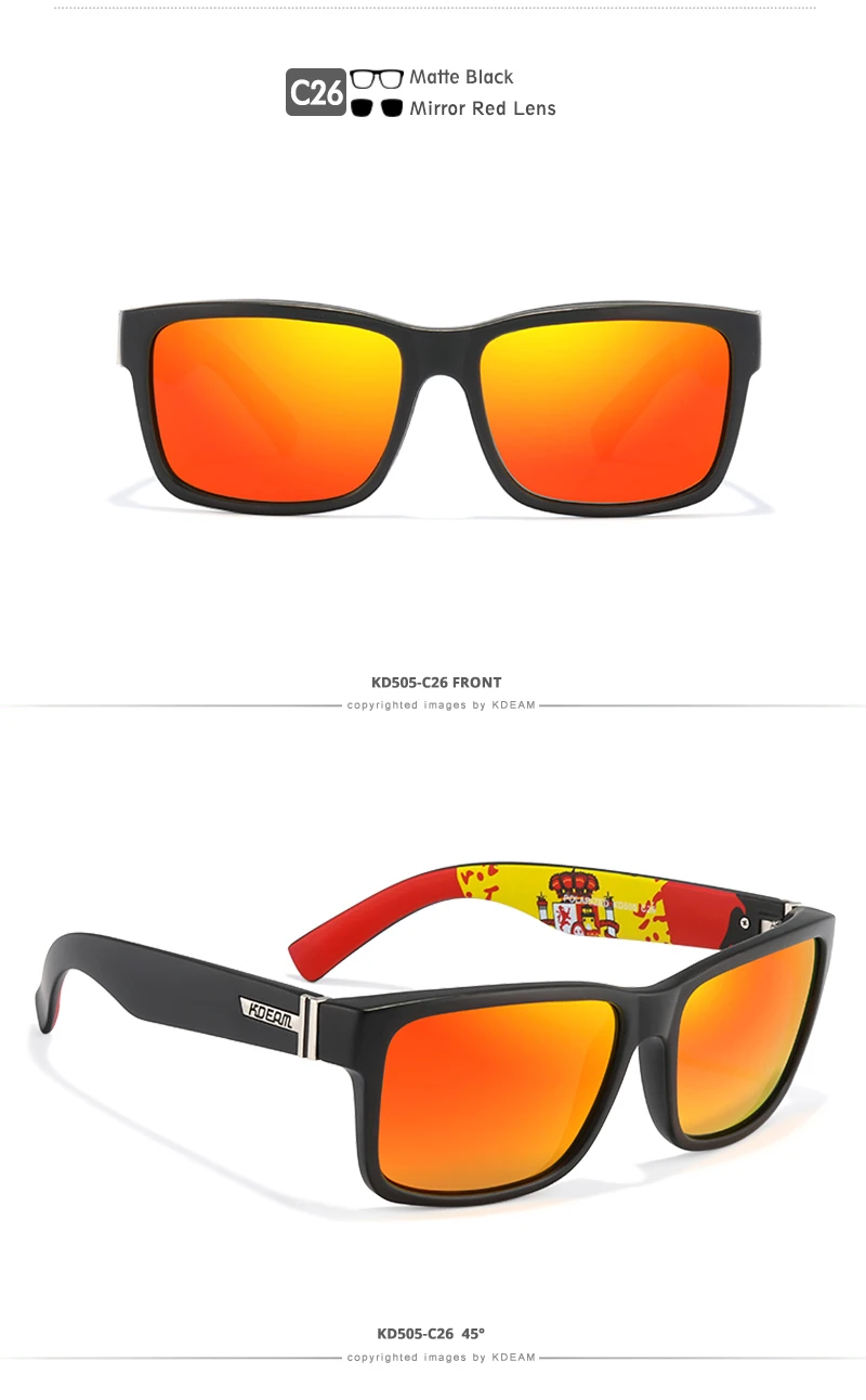 KDEAM Revamp Of Sport Men Sunglasses Polarized Shockingly Colors Sun Glasses Outdoor Driving Photochromic Sunglass With Box