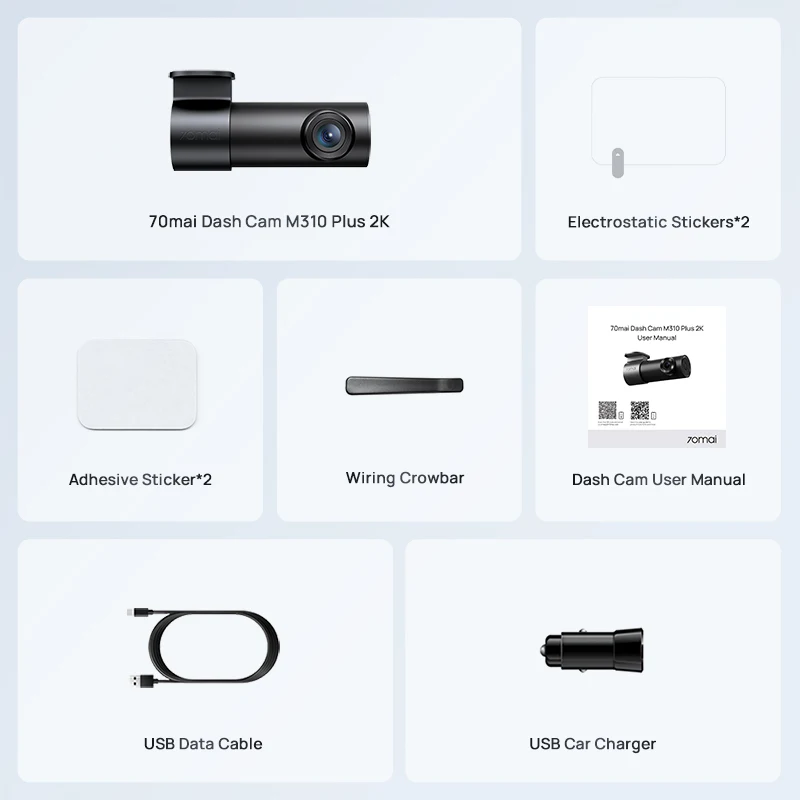 70mai M310 Plus 2K Dash Cam 1440P Image Enhanced Night Vision f/1.55 Aperture 24H Parking Mode Smart Voice Control Car Camera