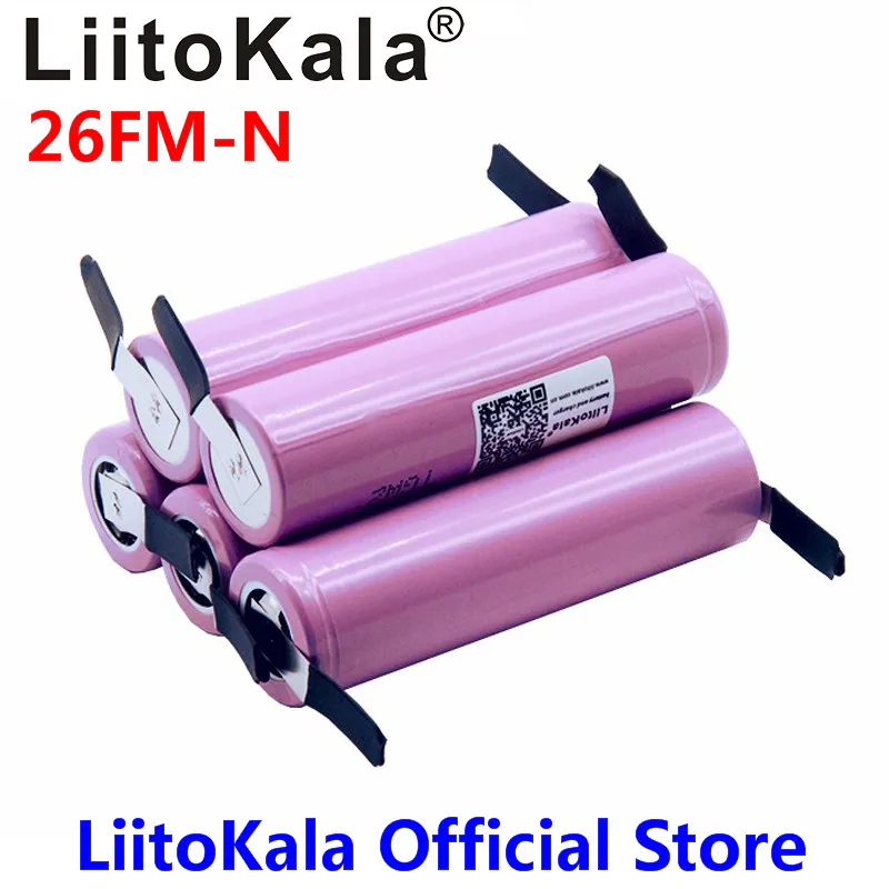 LiitoKala 26F-N 18650 2600mAh battery Rechargeable battery ICR18650-26F 20A discharge Li-ion Battery + DIY Nickel