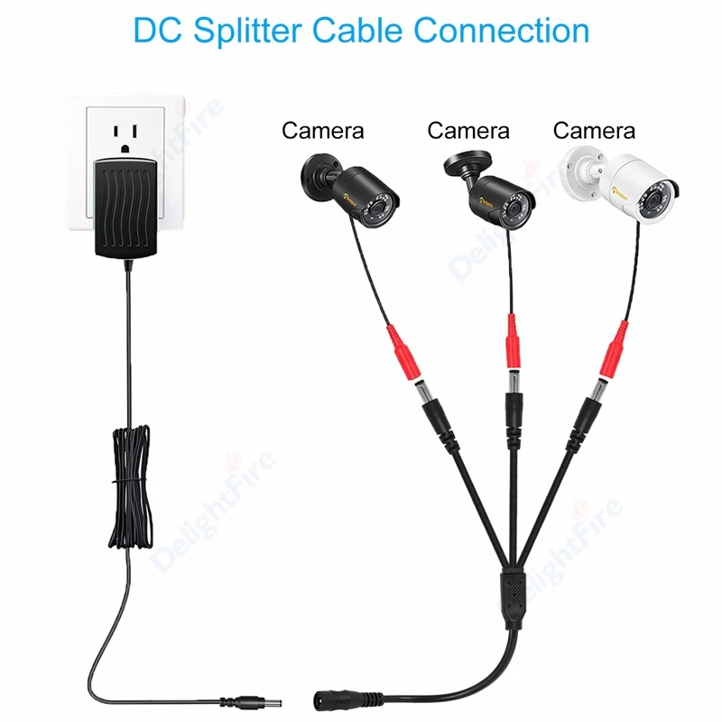 5.5mm 2.1mm 1 To 2/3/4/5/6/8 Way DC Power Splitter Cable 5V 12V Power Adapter Connector Cord For LED Strip Lights CCTV Camera
