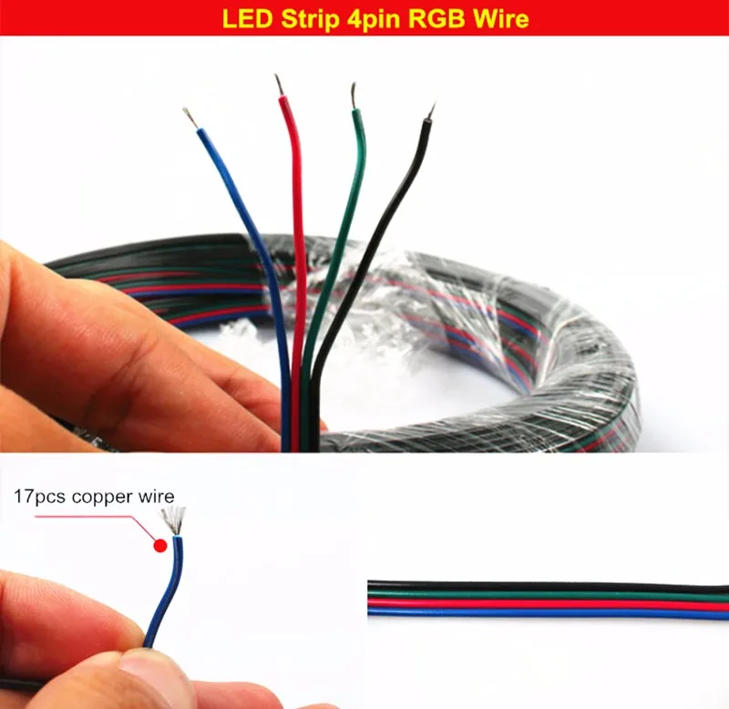 1m-100m RGB Led Connector 2pin 3pin 4pin 5pin LED Cable Extension Extend Cord Connector Wire For RGB RGBW Single Color LED Strip