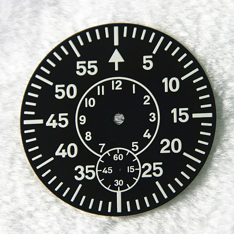High End Black 38.9mm Watch Dial For ETA 6497 6498 Strong Green Luminous 6/9 O'clock Watch Face Plate For Seagull ST3620 ST3600