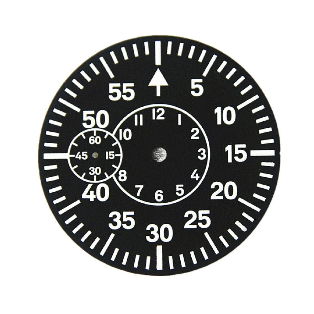 High End Black 38.9mm Watch Dial For ETA 6497 6498 Strong Green Luminous 6/9 O'clock Watch Face Plate For Seagull ST3620 ST3600