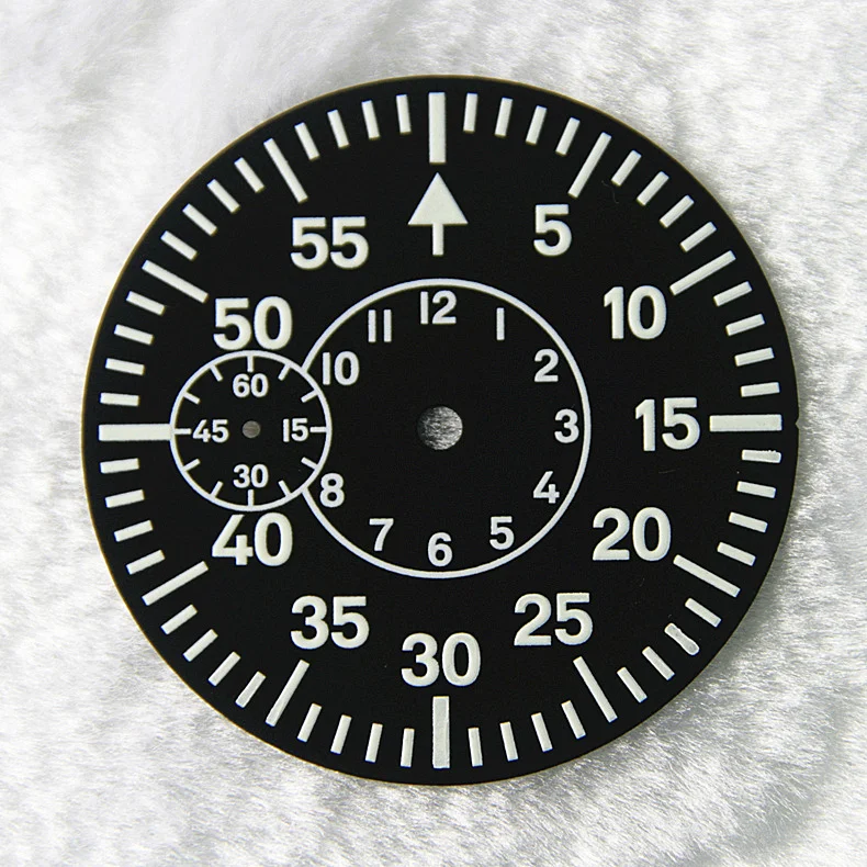 High End Black 38.9mm Watch Dial For ETA 6497 6498 Strong Green Luminous 6/9 O'clock Watch Face Plate For Seagull ST3620 ST3600