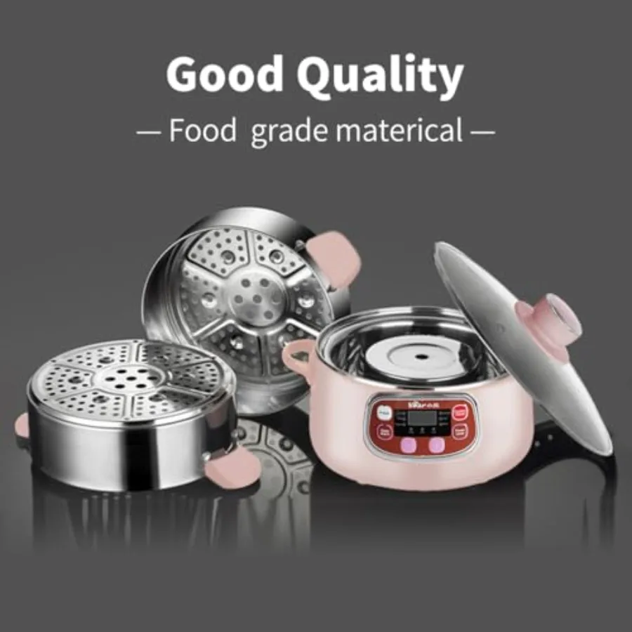 Bear Electric Multifunctional Food Steamer with Timer 2-Tiered Stackable Stainless Steel Baskets Auto Shut-off Anti-dry Protect