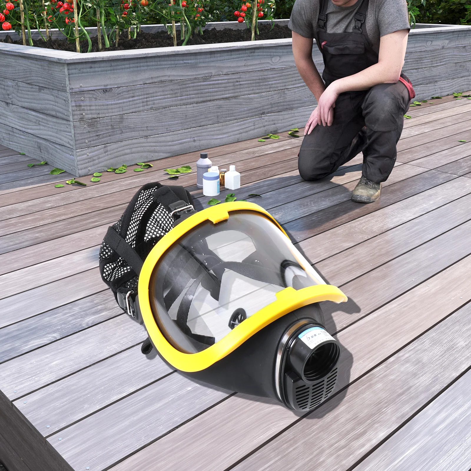 Protective Electric Constant Flow Supplied Air Fed Full Face Gas Mask Respirator Mask Workplace Safety Supplie Respirator System