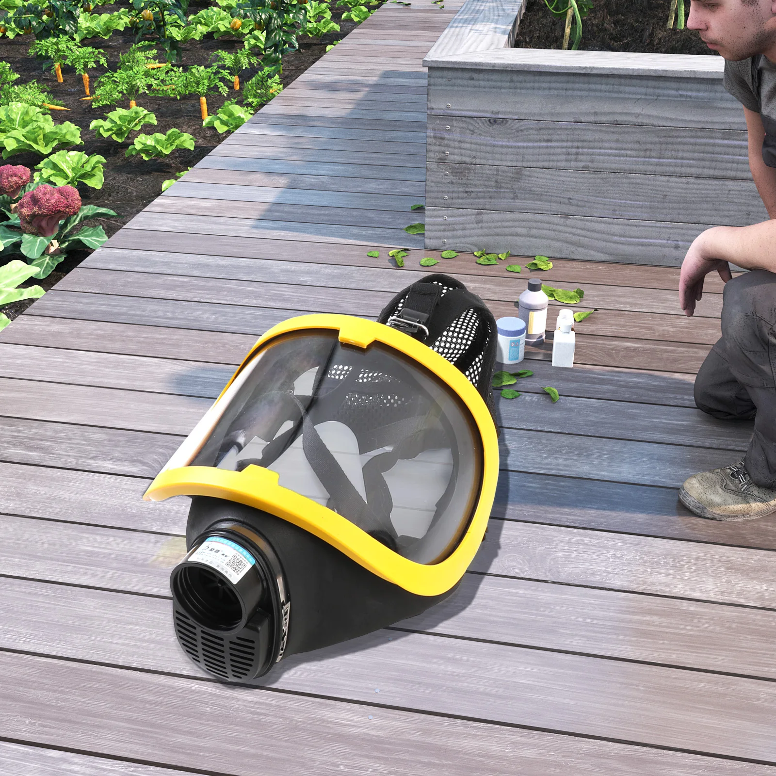 Protective Electric Constant Flow Supplied Air Fed Full Face Gas Mask Respirator Mask Workplace Safety Supplie Respirator System