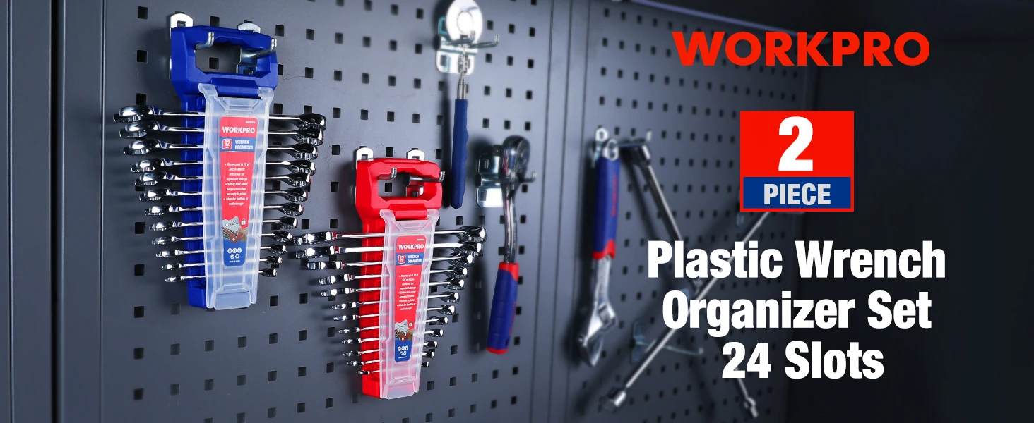 WORKPRO Magnetic Wrench Organizer Wrench Holder Set for Tool Box Drawer, Wrench Rack Tool Trays SAE and Metric (without tool)