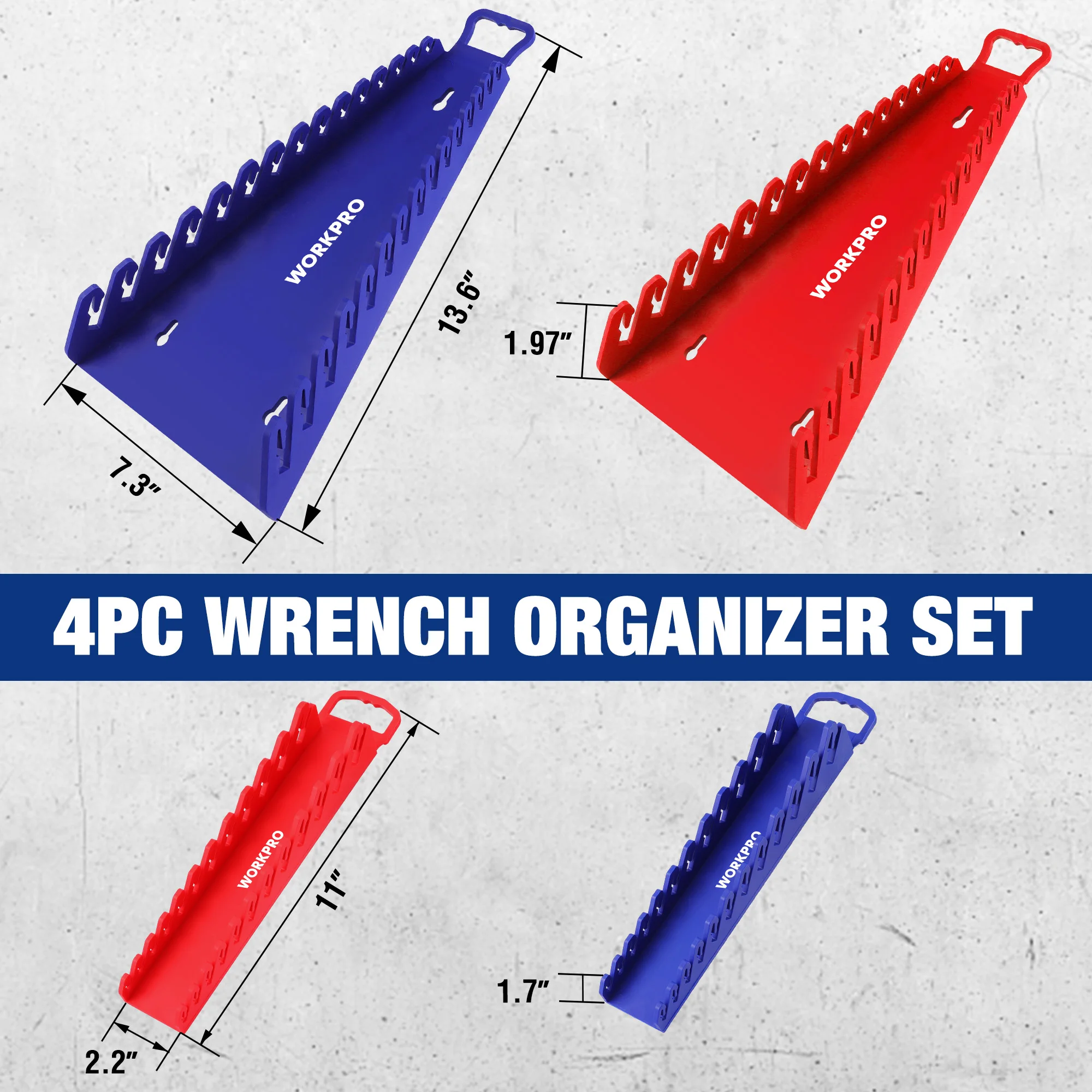 WORKPRO Magnetic Wrench Organizer Wrench Holder Set for Tool Box Drawer, Wrench Rack Tool Trays SAE and Metric (without tool)