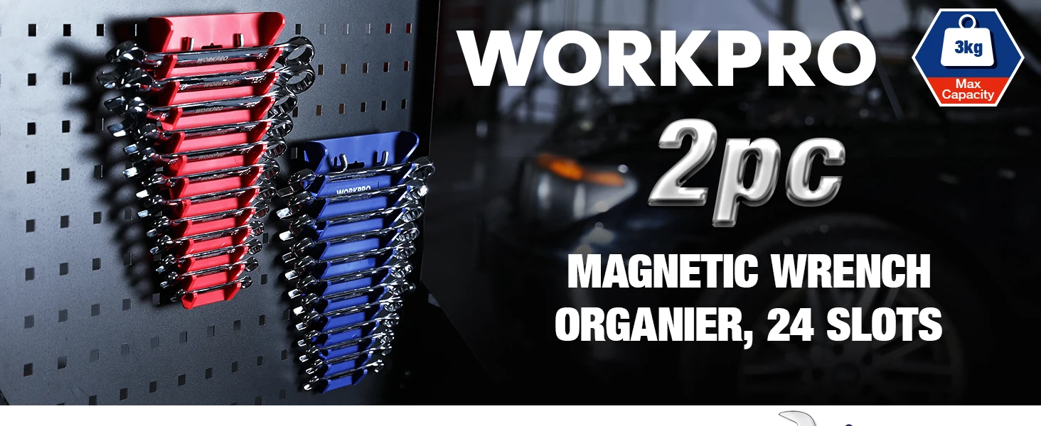 WORKPRO Magnetic Wrench Organizer Wrench Holder Set for Tool Box Drawer, Wrench Rack Tool Trays SAE and Metric (without tool)