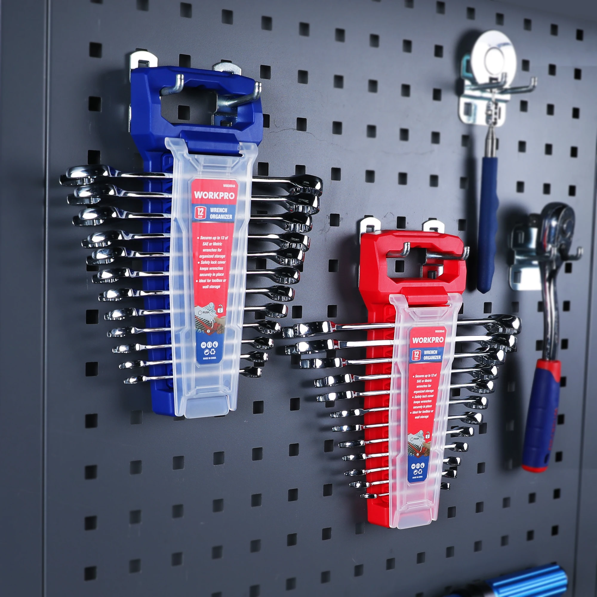 WORKPRO Magnetic Wrench Organizer Wrench Holder Set for Tool Box Drawer, Wrench Rack Tool Trays SAE and Metric (without tool)