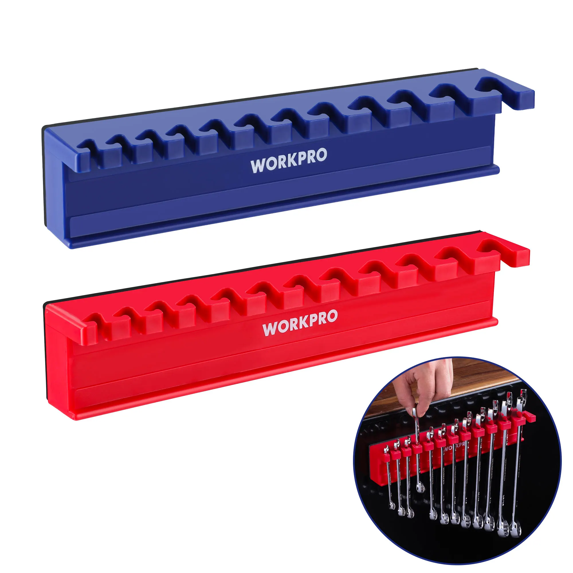 WORKPRO Magnetic Wrench Organizer Wrench Holder Set for Tool Box Drawer, Wrench Rack Tool Trays SAE and Metric (without tool)