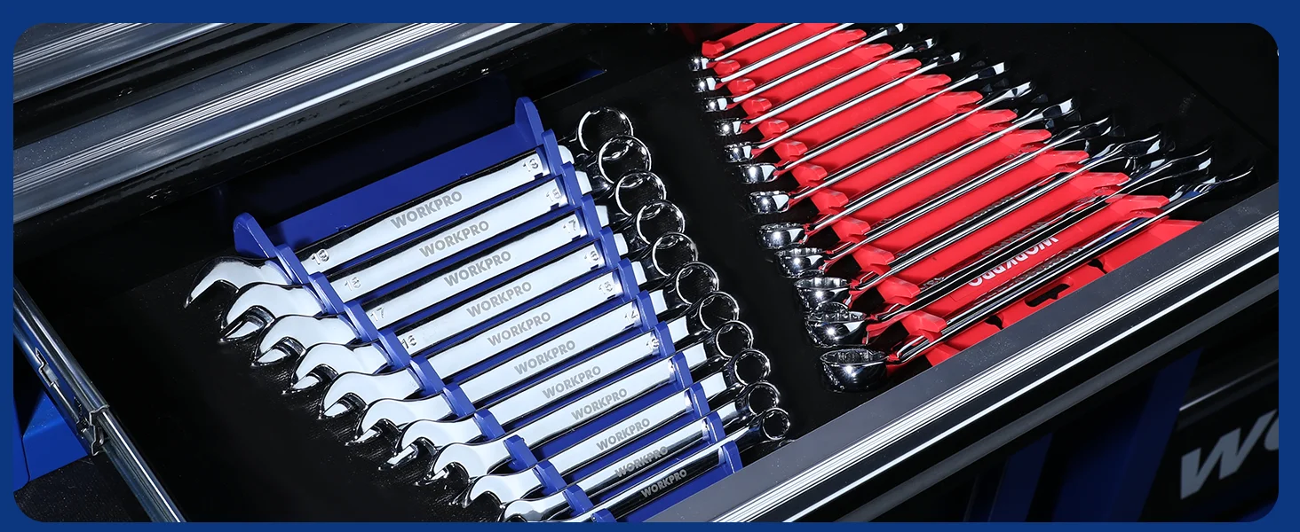 WORKPRO Magnetic Wrench Organizer Wrench Holder Set for Tool Box Drawer, Wrench Rack Tool Trays SAE and Metric (without tool)