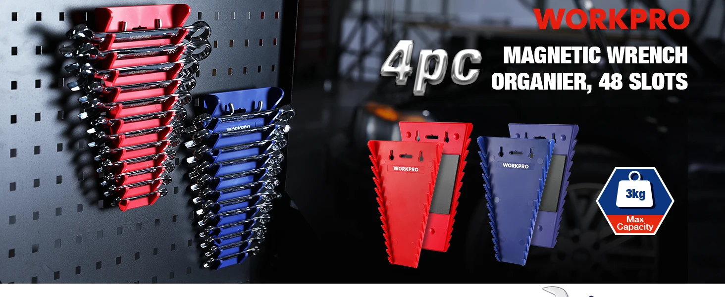 WORKPRO Magnetic Wrench Organizer Wrench Holder Set for Tool Box Drawer, Wrench Rack Tool Trays SAE and Metric (without tool)