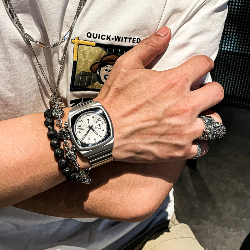 CILOA silver square sports watch men's light luxury brand authentic 2025 new trend fashion high quality quartz watch