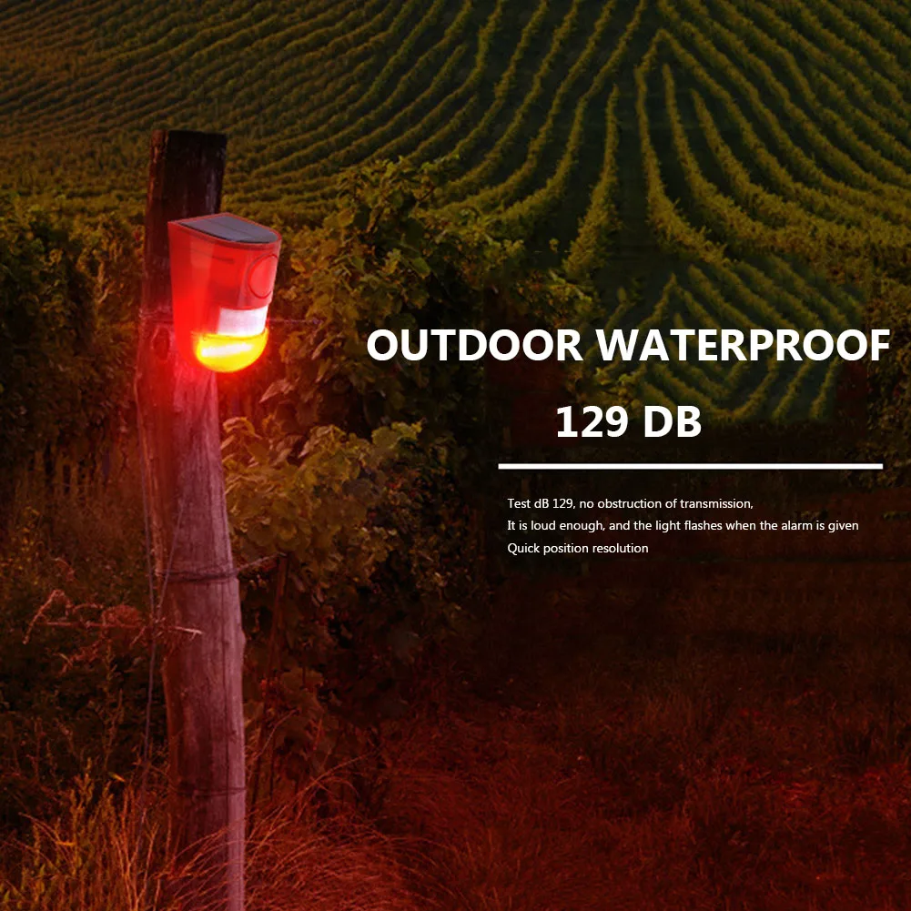 Motion Sensor Alarm Waterproof Solar Infrared Motion Sensor Alarm Remote Control Multifunctional Portable for Home Outdoor