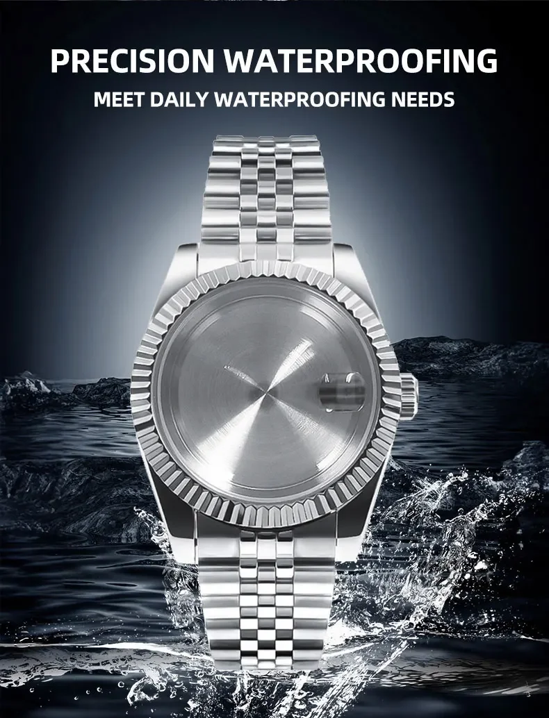 36mm/39mm Sapphire Glass For Men Watch Case Fit NH36 NH34 NH35 Movement Fashion Waterproof Jubilee Stainless Steel