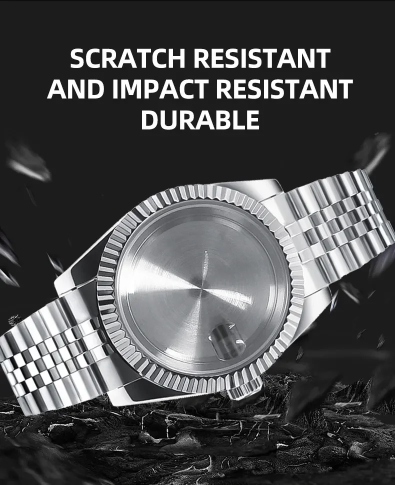 36mm/39mm Sapphire Glass For Men Watch Case Fit NH36 NH34 NH35 Movement Fashion Waterproof Jubilee Stainless Steel