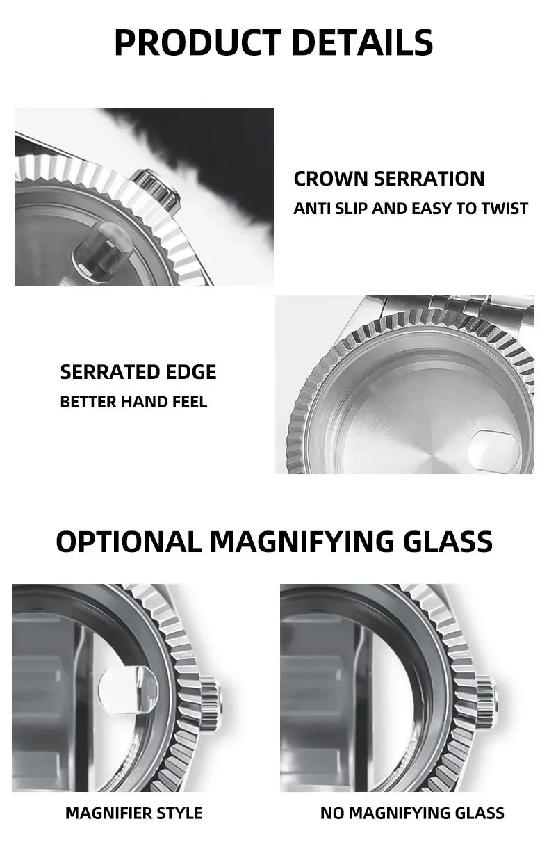 36mm/39mm Sapphire Glass For Men Watch Case Fit NH36 NH34 NH35 Movement Fashion Waterproof Jubilee Stainless Steel
