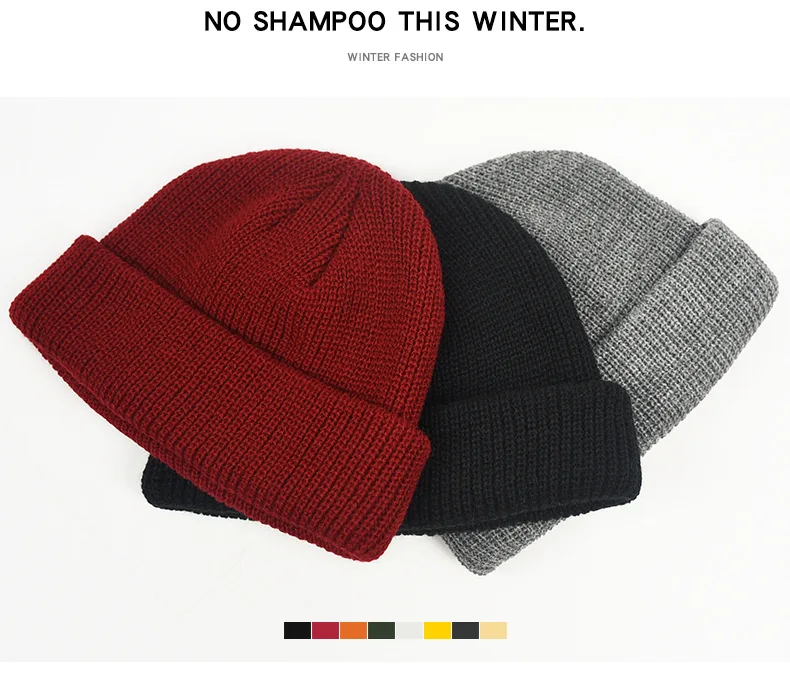 Men's Beanie Hat Winter Warm Brimless Cap Street Wild Knitted Woolen Landlord Hat Outdoor Cool Fashion Beanies Hat For Men