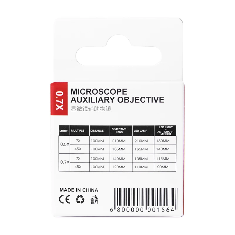 WD165 0.5X 0.7X 1.0X 2.0X Auxiliary Objective Lens Microscope Barlow Lens Objective For Trinocular Stereo Zoom Microscope Camera