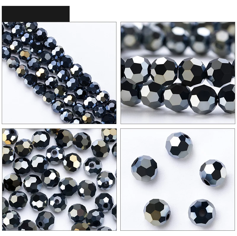 3 4 6 8mm Round Crystal Beads Faceted Colorful Glass Beads Loose Spacer Bead for Jewerly Making Needlework Bracelet Necklace DIY