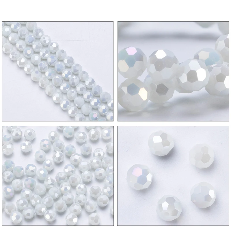 3 4 6 8mm Round Crystal Beads Faceted Colorful Glass Beads Loose Spacer Bead for Jewerly Making Needlework Bracelet Necklace DIY