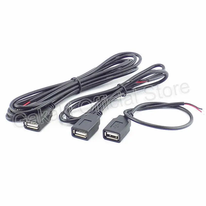 0.3m/1m/2m 5V USB Power Supply Cable 2 Pin USB 2.0 A Female Male 4 Pin Wire Jack Charger Charging Cord Extension Connector DIY