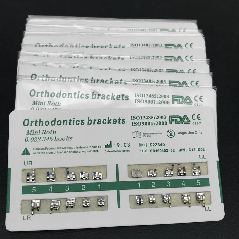 10packs Dental Orthodontic Metal Braces Bracket Mini Roth/MBT/Edgewise 022 Slot Dentist Bracket Dental Metal Bracket