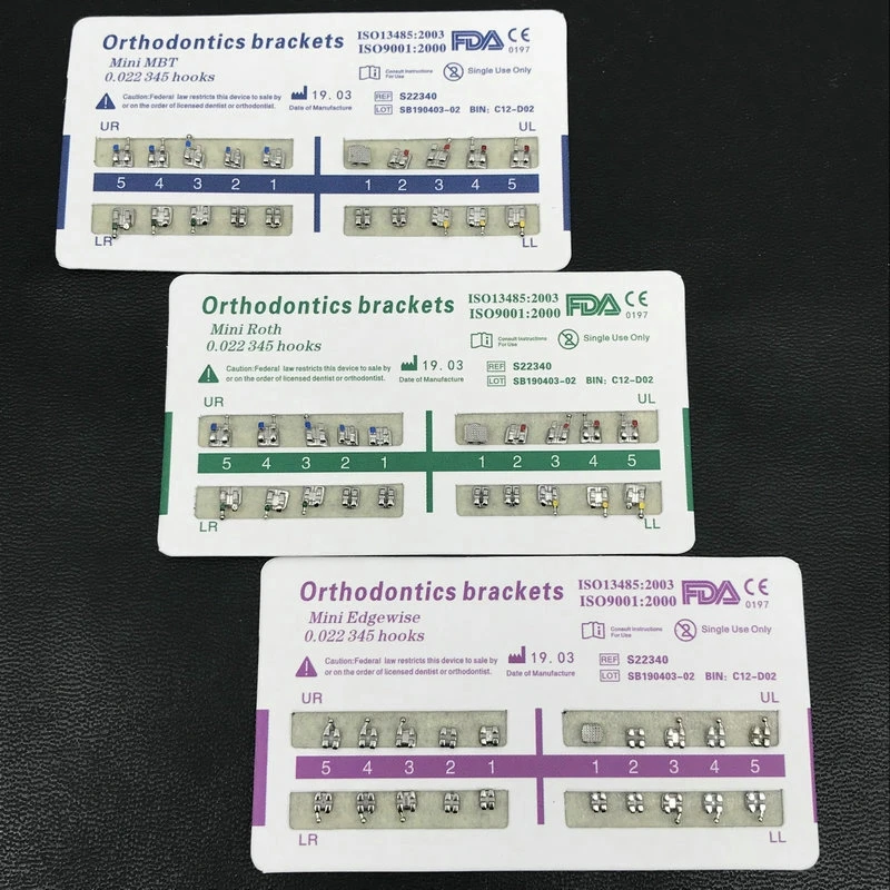 10packs Dental Orthodontic Metal Braces Bracket Mini Roth/MBT/Edgewise 022 Slot Dentist Bracket Dental Metal Bracket