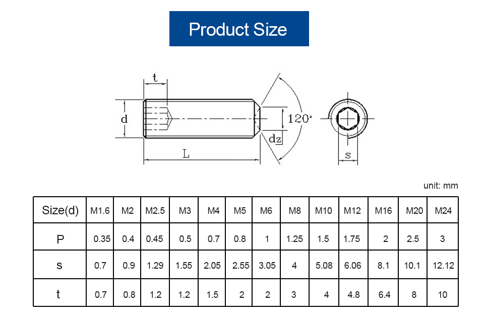 NINDEJIN hex socket set screw cup point stainless steel m2 m3 m4 m5 m6 m8 m10 headless hexagon socket grub screw DIN916