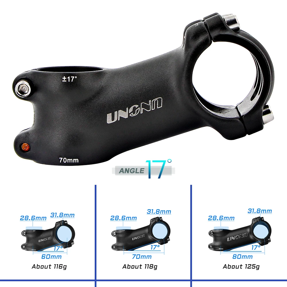 UNO Ultralight Bike Stem 7 17 Degree MTB Road Bicycle Stem 31.8mm 60/70/80/90/100/110/120/130mm Mountain MTB Bicycle Power Parts
