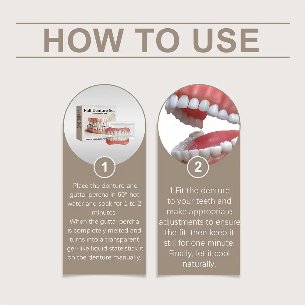 1Set False Teeth Silicone Upper Lower Veneers Perfect Denture Silicone Kit Temporary Orthodontic Fake Tooth Oral Hygiene Care