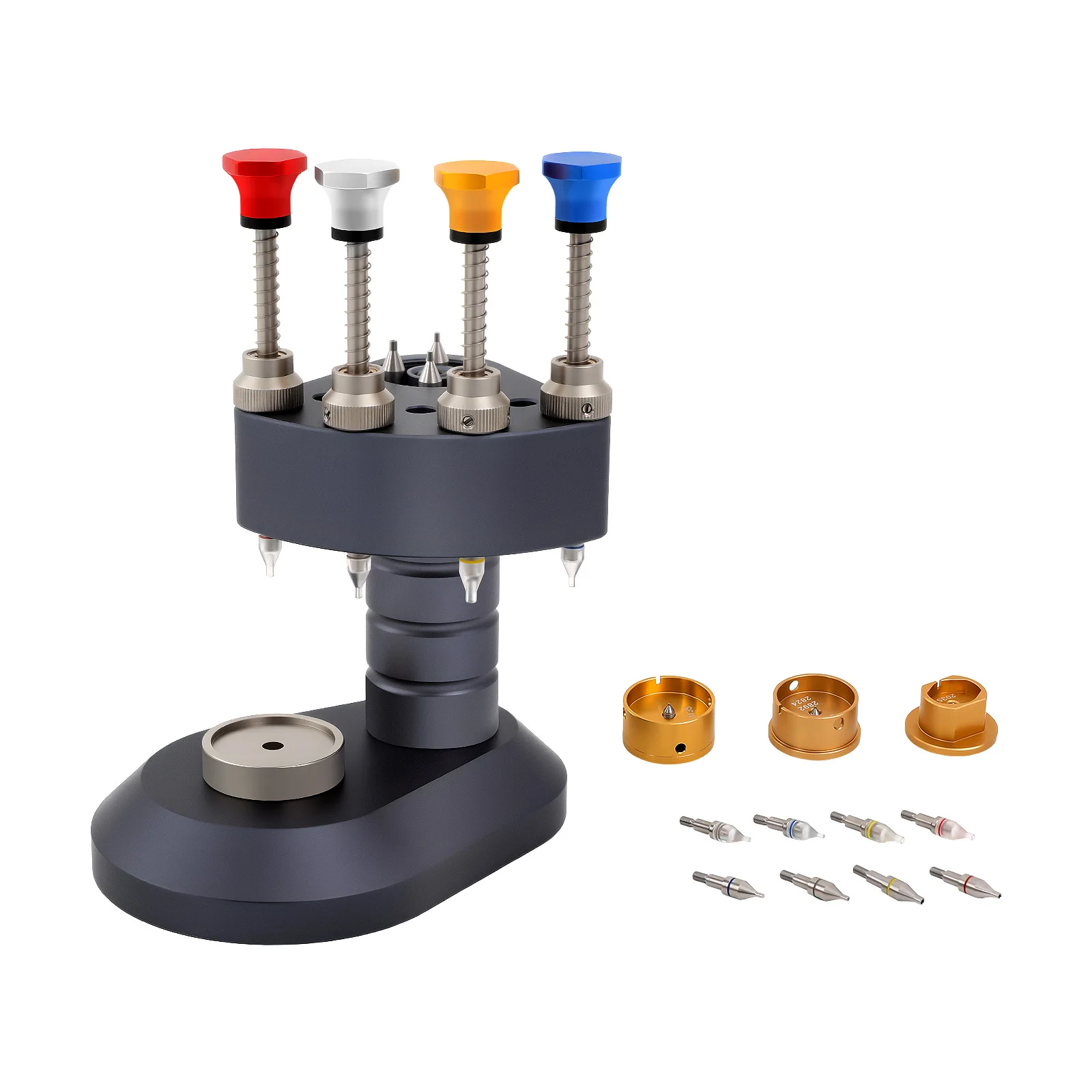 4-Pin Watch Hand Installation Tool Precision Press Fit Setter Watch Repair Tools for 2035/2824/3135 Movements w/ 4 Steel Tips