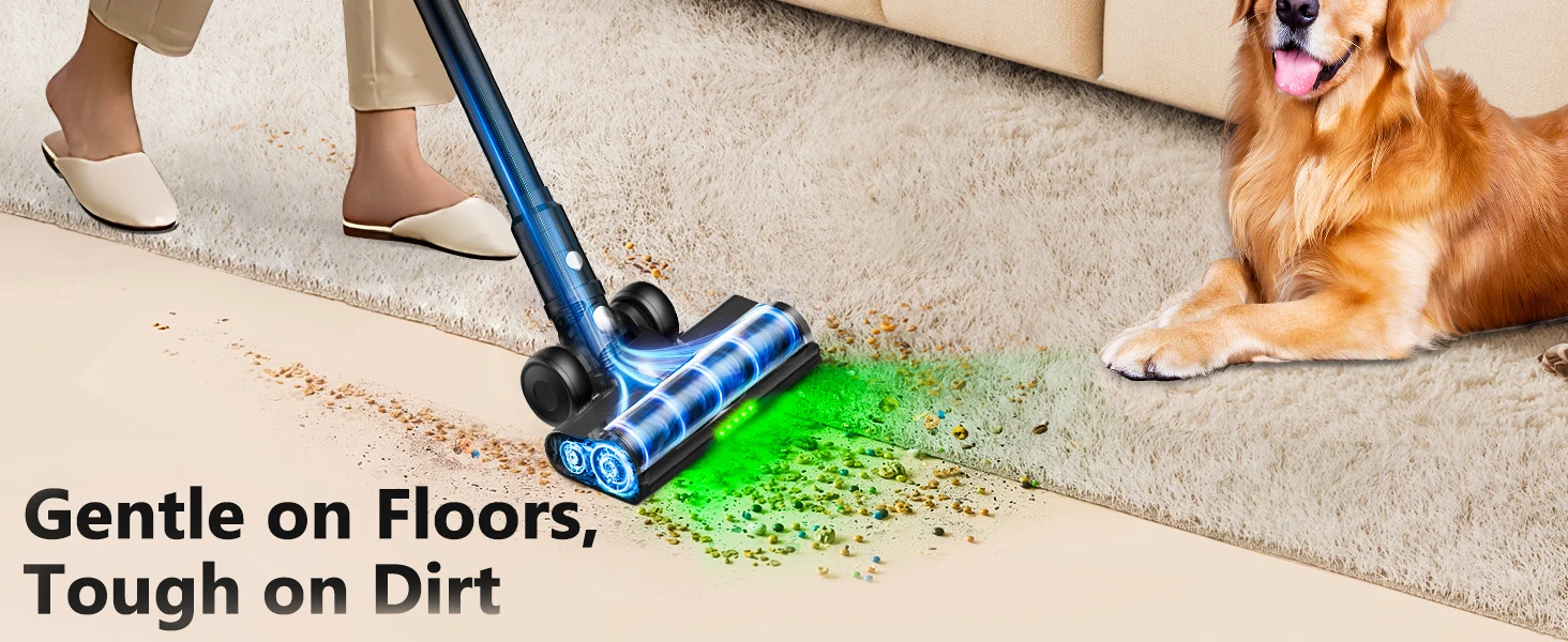 Cordless Vacuum Cleaner, 55Kpa/55min Self-Standing Powerful Stick Lightweight Vacuum Cleaner for Home Pet Hair/Hard Floor/Carpet