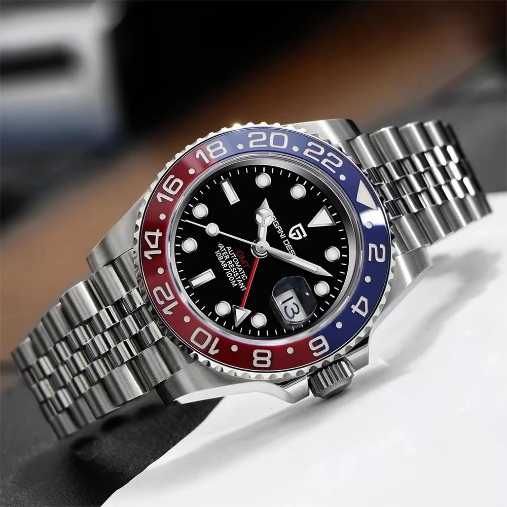 New PAGANI DESIGN 40MM GMT Mechanical Wristwatch Sapphire Ceramic Bezel Automatic Watch Stainless Steel 100M Waterproof Watches