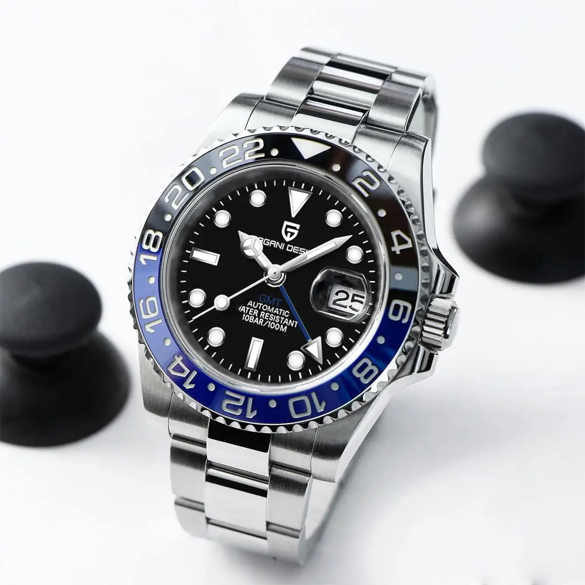 New PAGANI DESIGN 40MM GMT Mechanical Wristwatch Sapphire Ceramic Bezel Automatic Watch Stainless Steel 100M Waterproof Watches