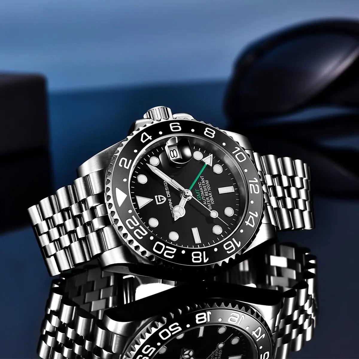 New PAGANI DESIGN 40MM GMT Mechanical Wristwatch Sapphire Ceramic Bezel Automatic Watch Stainless Steel 100M Waterproof Watches