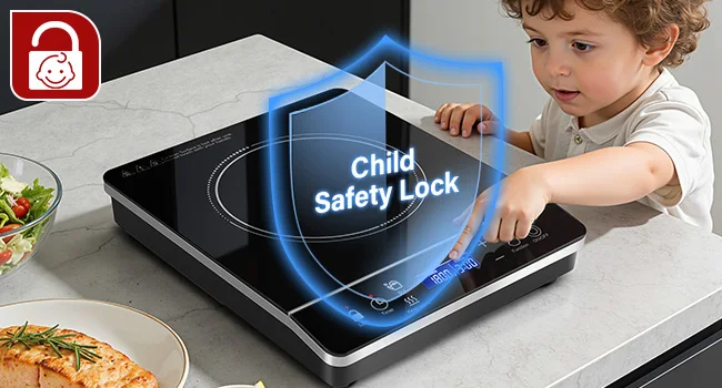 Portable Induction Cooktop 1800W, 20 Modes, 3H Timer, Touch Control, Child Lock, Auto Shut-off, ETL Certified